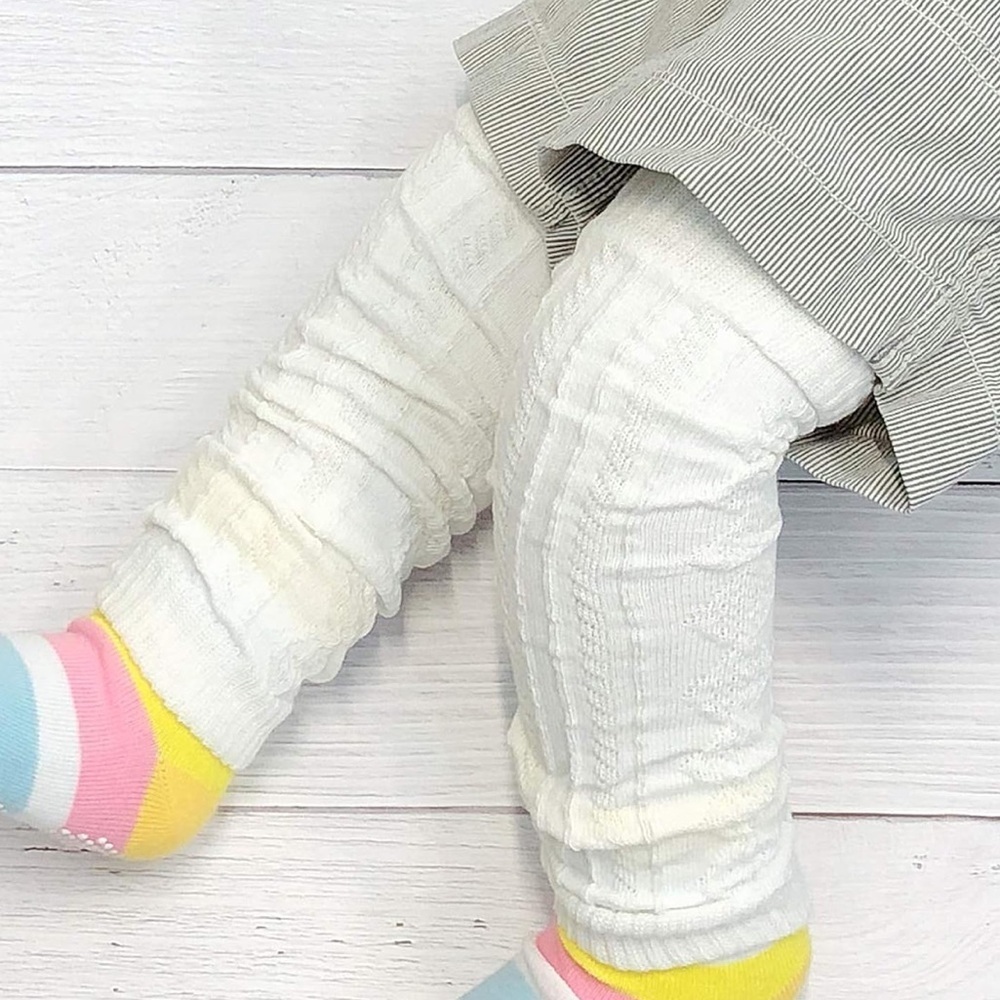 White Cable Knit Leg Warmers